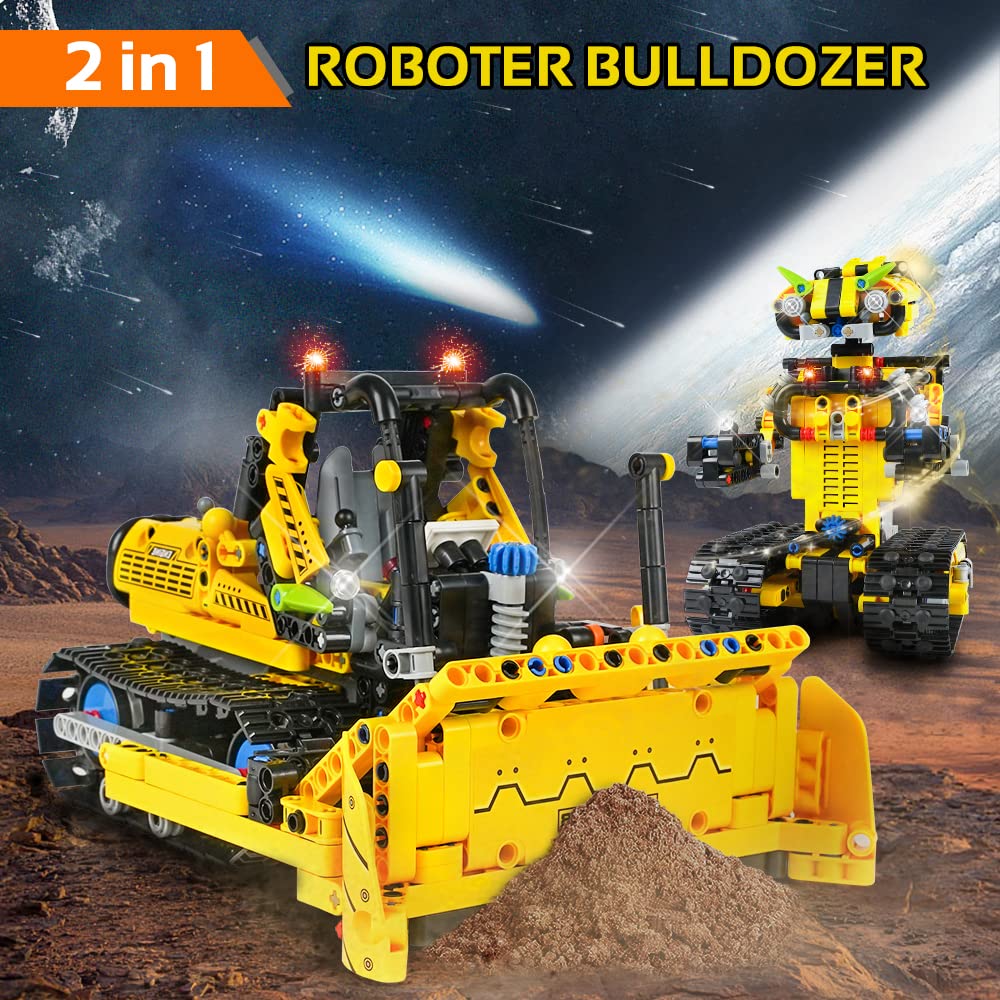 HOGOKIDS Robot Bulldozer 2-in-1, 730 piese, 8-12 ani