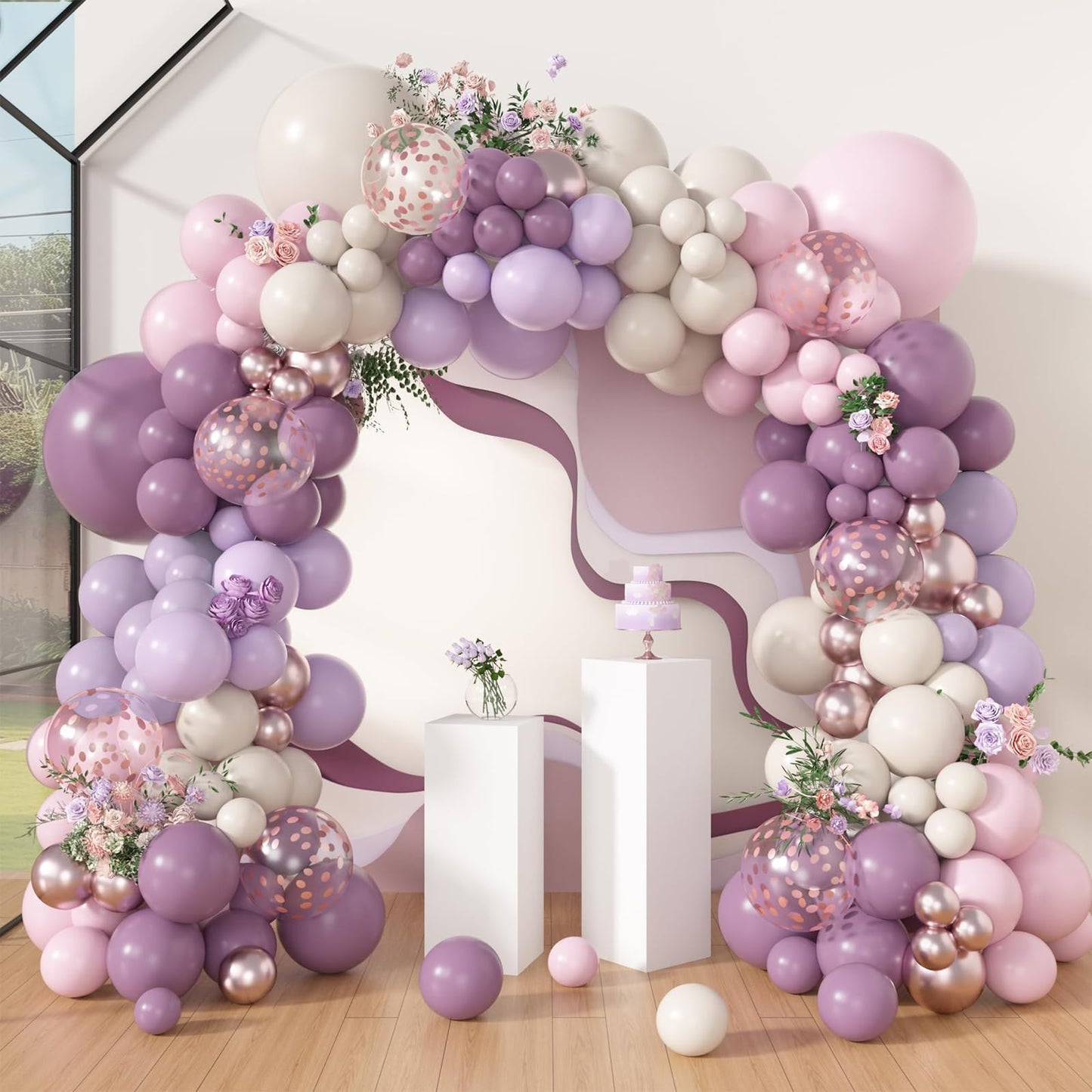 Balloon Garland Girlandă Baloane Roz Lila, 116 buc.