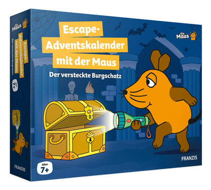 FRANZIS 67169 - Calendar de Advent Escape cu Maus - Comoara ascunsă a castelului, 24 de enigme captivante pentru perioada Adventului, pentru copii de la 7 ani.