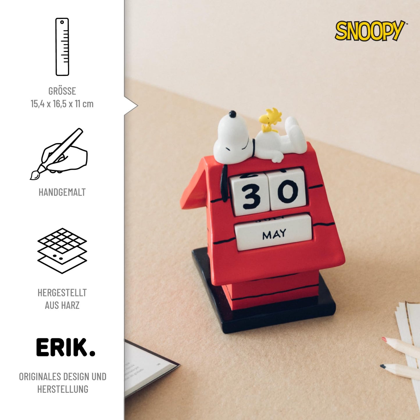 Calendar 3D Snoopy Peanuts - Calendar de birou, suport, produs oficial licențiat, decor comic