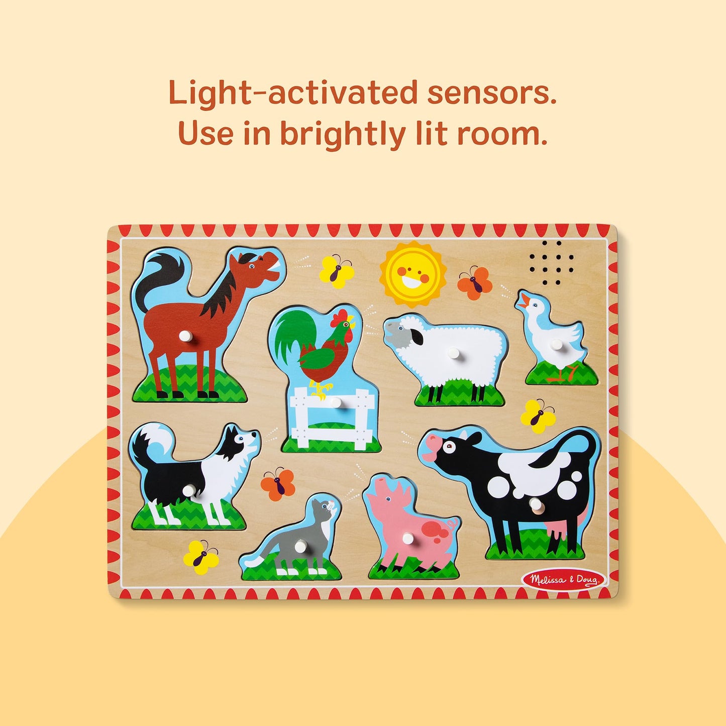 Melissa & Doug Puzzle sonor Animale de Fermă, 8 piese, 2+ ani