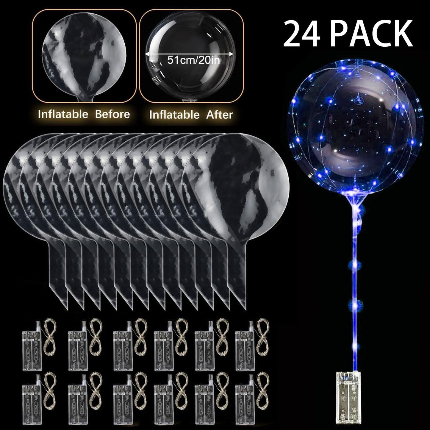 Sunshine Smile Set 20 baloane LED 20 inch pentru petrecere