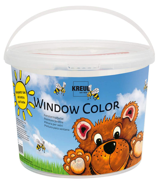 KREUL 40151 - Set de culori pentru feronerie Bär, 7 x 125 ml culori pentru feronerie, 125 ml contur negru, 2 tipuri de folie, duză fină și șabloane.
