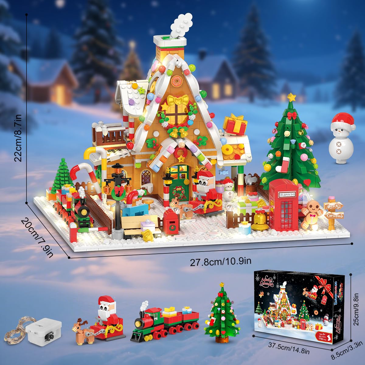 INSOON Calendar Advent Construcție Casă Turtă Dulce, 10+ ani