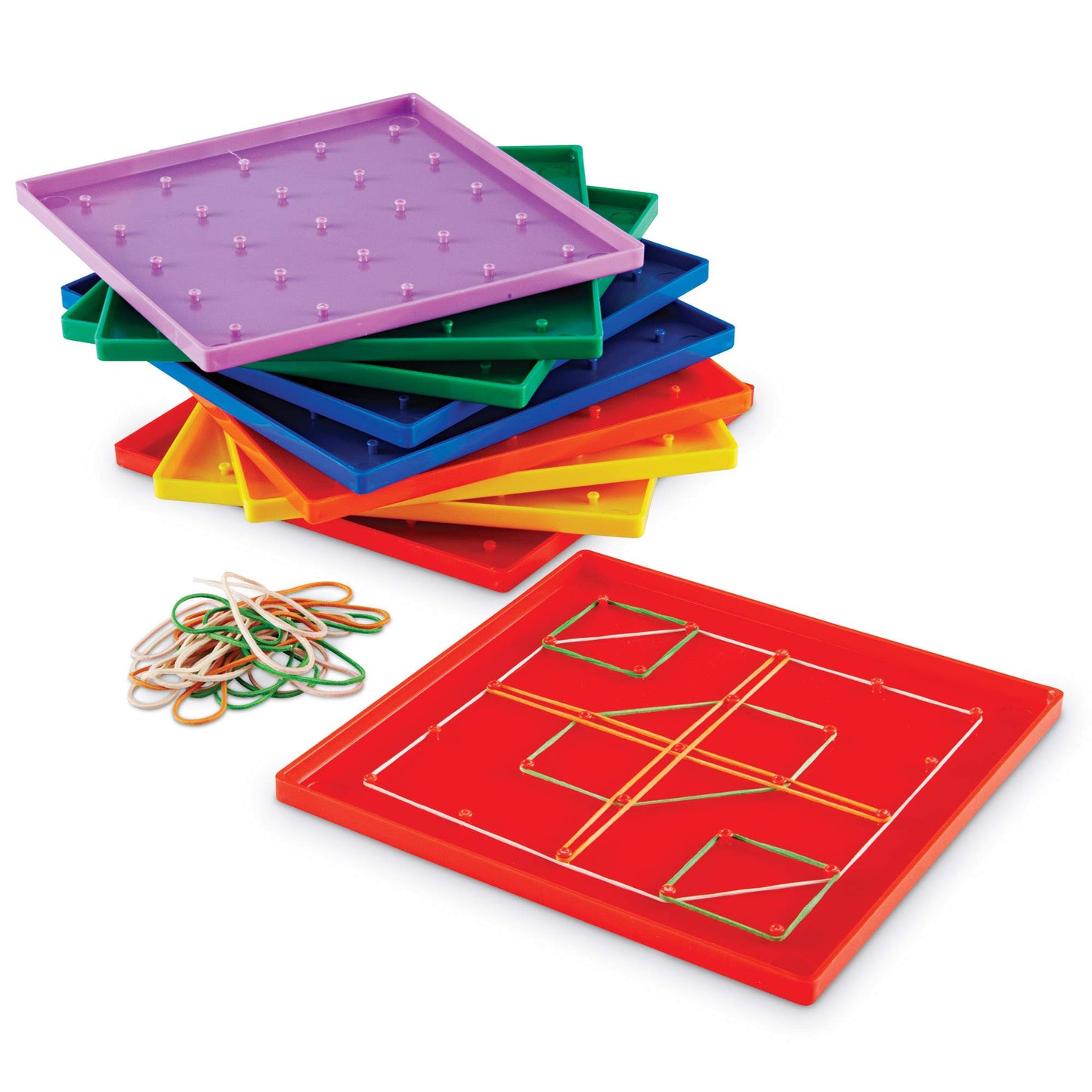 Learning Resources Geoboard Placă geometrică 5x5, set 10 piese, 5+ ani