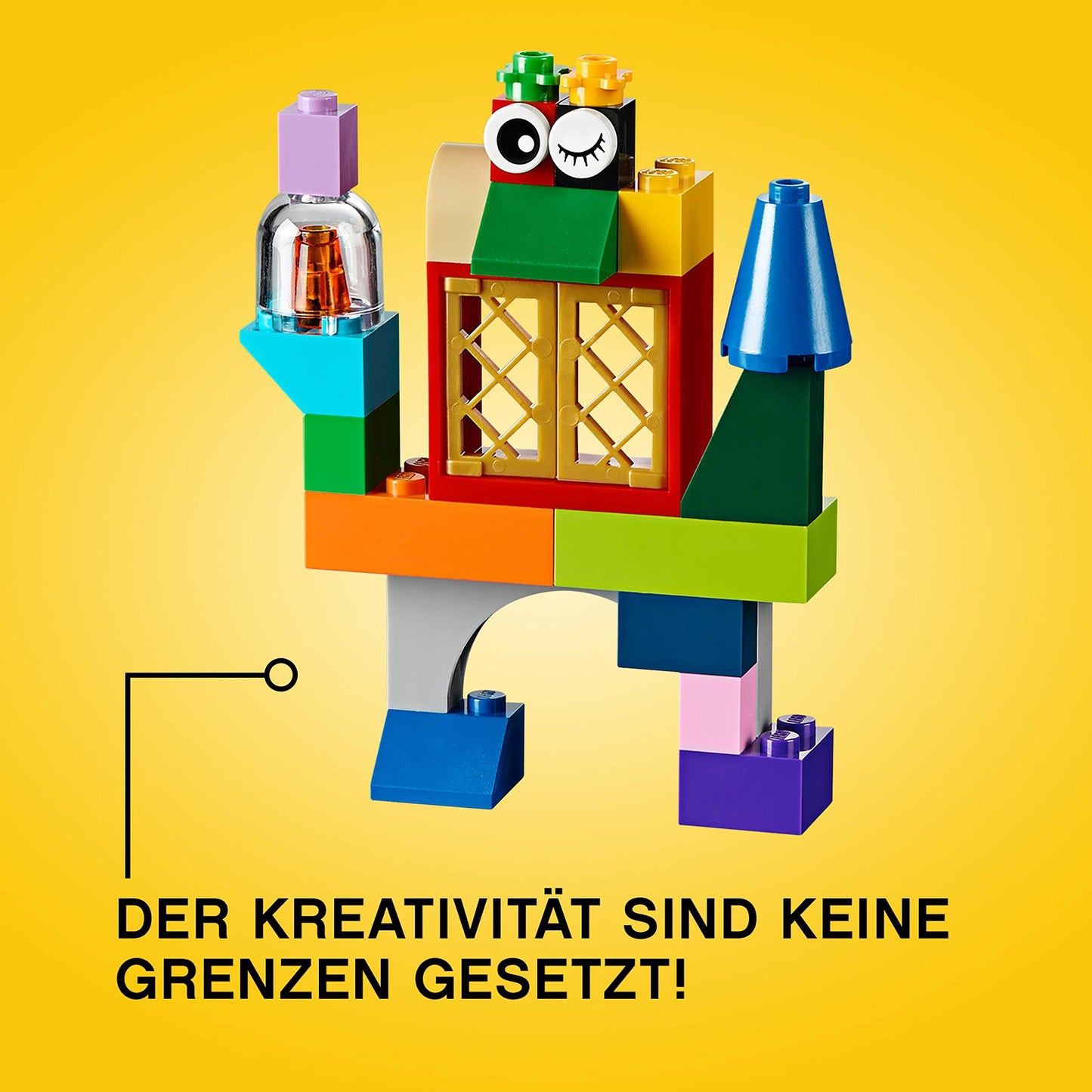 LEGO Classic Cutie Box cu Piese Mari, Jucărie de Construcție pentru Fete și Băieți, cu Cutie de Depozitare, Include Piese Colorate, Roți, Uși, etc. în 33 de Culori, Cadou pentru Copii de la 4 Ani 10698