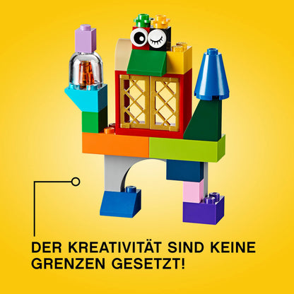 LEGO Classic Cutie Box cu Piese Mari, Jucărie de Construcție pentru Fete și Băieți, cu Cutie de Depozitare, Include Piese Colorate, Roți, Uși, etc. în 33 de Culori, Cadou pentru Copii de la 4 Ani 10698