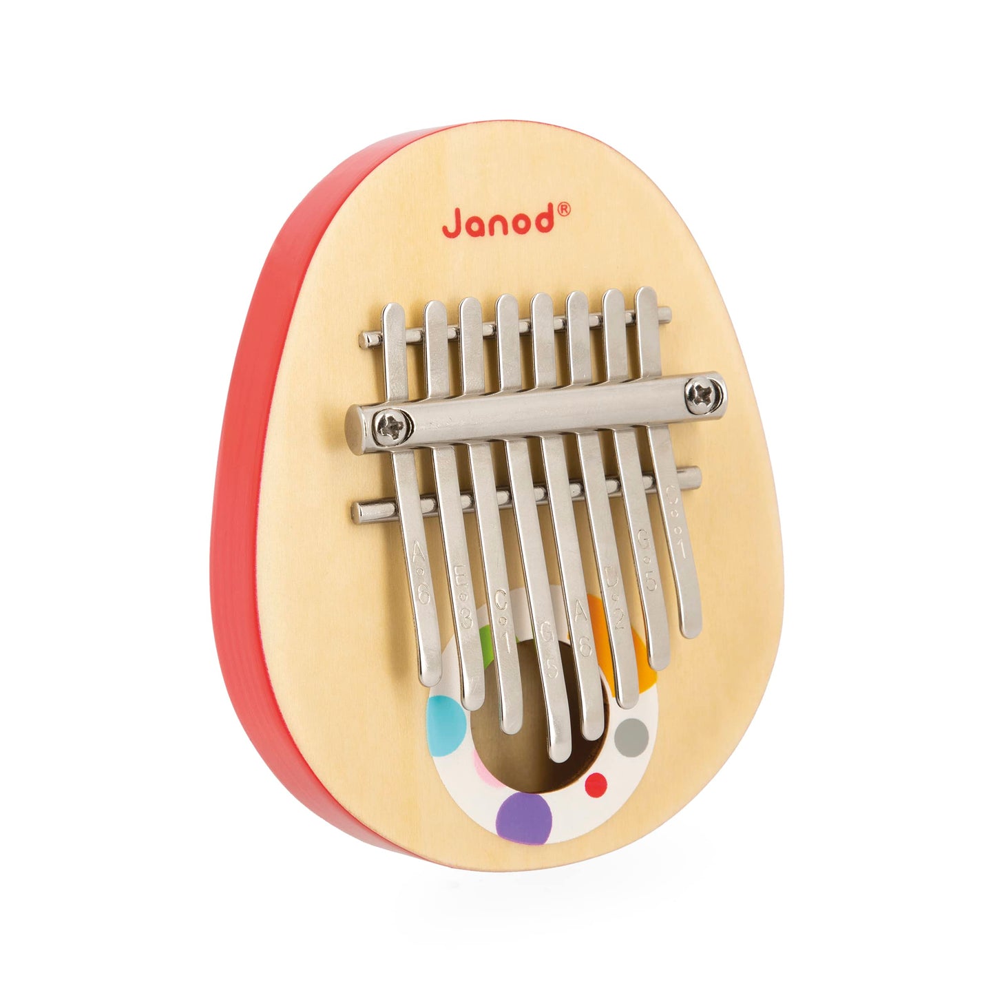 Janod Konfetti - Jucărie din lemn cu role și muzică - Kalimba cu 8 lamelă din metal pentru copii, sunet blând, recomandată de la 3 ani, J07642, Multicolor