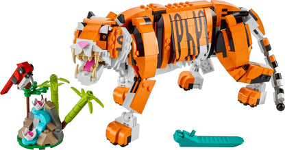 LEGO 31129 Creator Tiger, Panda sau Pește, Set 3-in-1 de Figurine Animale, Jucărie pentru Copii, Băieți și Fete, Jucărie de Construcție cu Animale