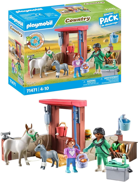 PLAYMOBIL Country Set de joacă veterinar pentru măgari pentru copii de la 4 ani