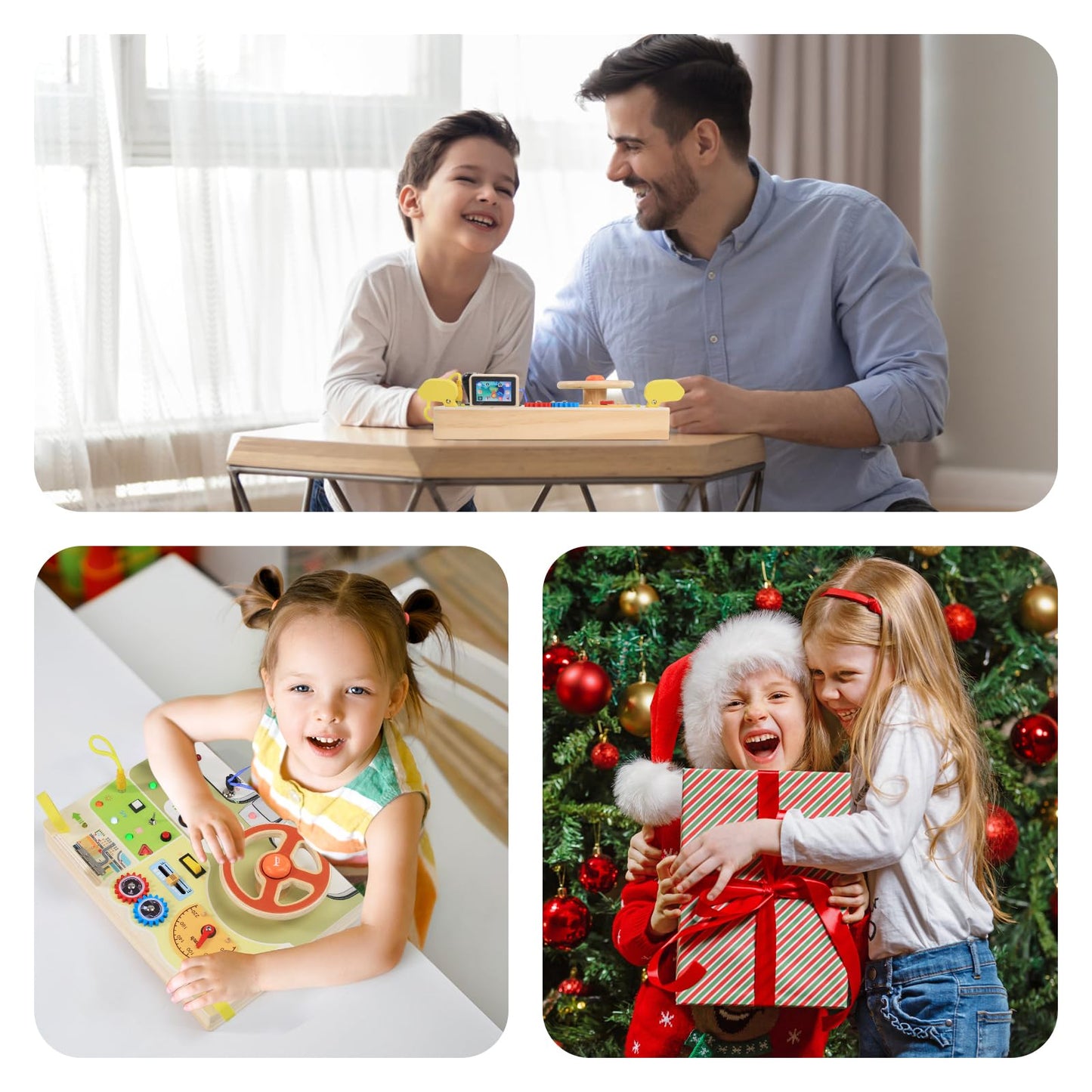 Baeroly Busy Board din lemn cu volan și LED