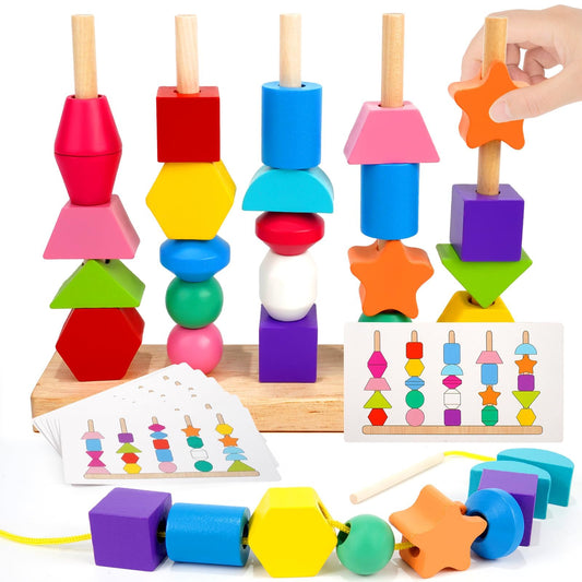 Tosekry Jucărie Montessori lemn, 25 blocuri, 2+ ani