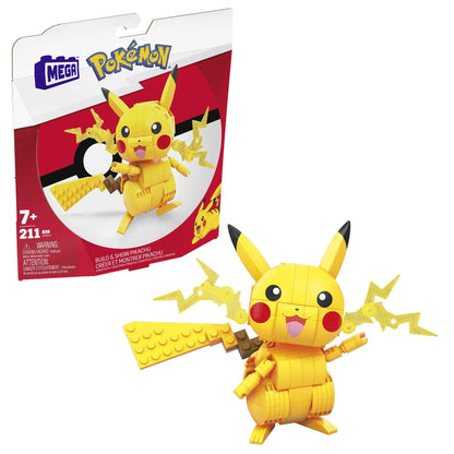 Mega Pokémon GMD31 Figurină Pikachu medie de asamblat 10 cm mobil compatibil cu Mega Construx jucărie pentru copii de la 7 ani