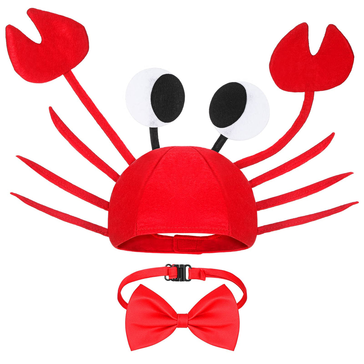 SATINIOR Pălărie costum crab reglabil cu papion roșu pentru copii femei bărbați adulți petreceri Halloween Crăciun Paște
