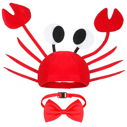 SATINIOR Pălărie costum crab reglabil cu papion roșu pentru copii femei bărbați adulți petreceri Halloween Crăciun Paște
