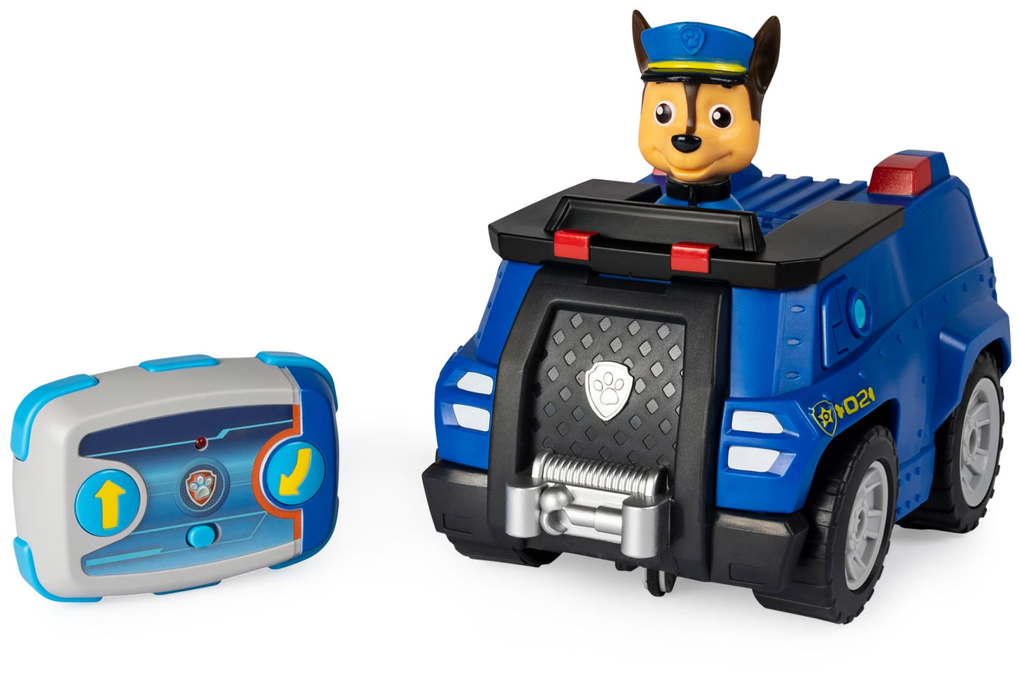 Mașină de poliție radiocomandată PAW Patrol Chase, jucărie pentru copii de la 3 ani, funcționează cu baterii.