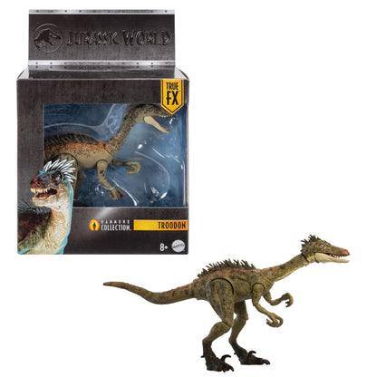 Mattel Jurassic World Hammond Collection Figurina de acțiune dinozaur Troodon 14 puncte de articulație 8+ ani (gri)