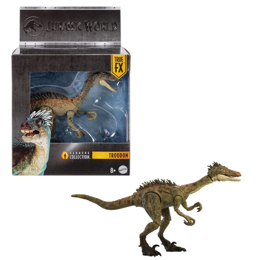 Mattel Jurassic World Hammond Collection Figurina de acțiune dinozaur Troodon 14 puncte de articulație 8+ ani (gri)