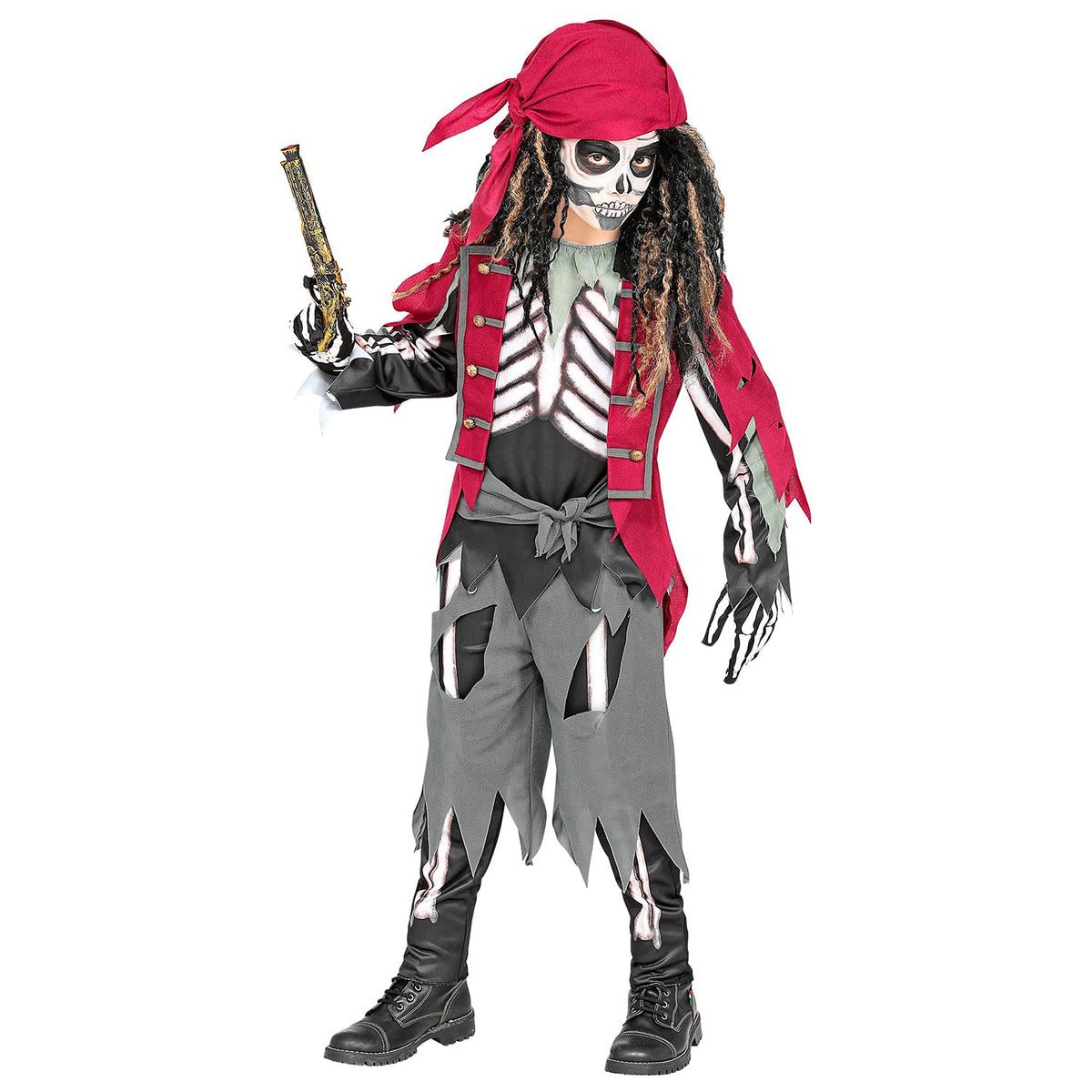 W WIDMANN MILANO Party Fashion Costum pentru copii Schelet Pirat pentru Halloween, Carnaval 5-7 ani