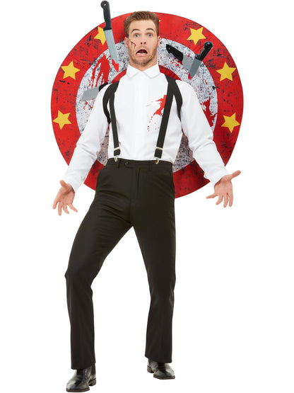 Costum de aruncător de cuțite Smiffys, Deluxe, Roșu & Alb, cu cămașă, țintă & cuțite cu velcro
