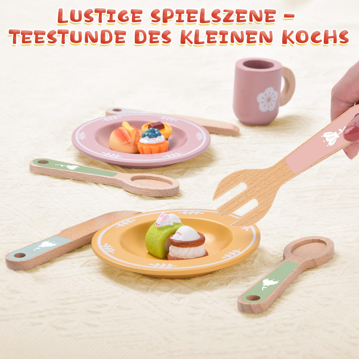 Charmofun Set ceai din lemn, 30 piese, 3+ ani