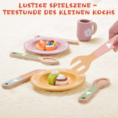 Charmofun Set ceai din lemn, 30 piese, 3+ ani