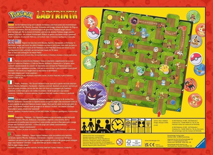 Ravensburger – Labirintul Pokémon, Jocuri de Masă Labirint, Jocuri pentru copii +7 ani, Jocuri Pokémon, De la 2 la 4 Jucători, Versiune în Română