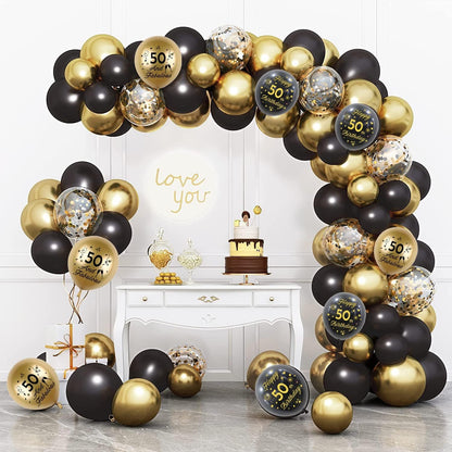 Yiran Set 15 Baloane Aniversare 55 Ani, negru/auriu