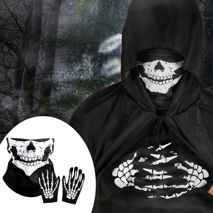 BOXOB Set Mănuși Schelet și Mască Craniu, Halloween