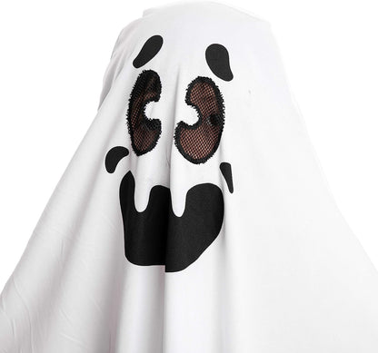 Costume de fantomă albe pentru copii, costum de Halloween cu zâmbet și fantomă Boo pentru Trick-or-Treating (X-Large 12-14 ani)