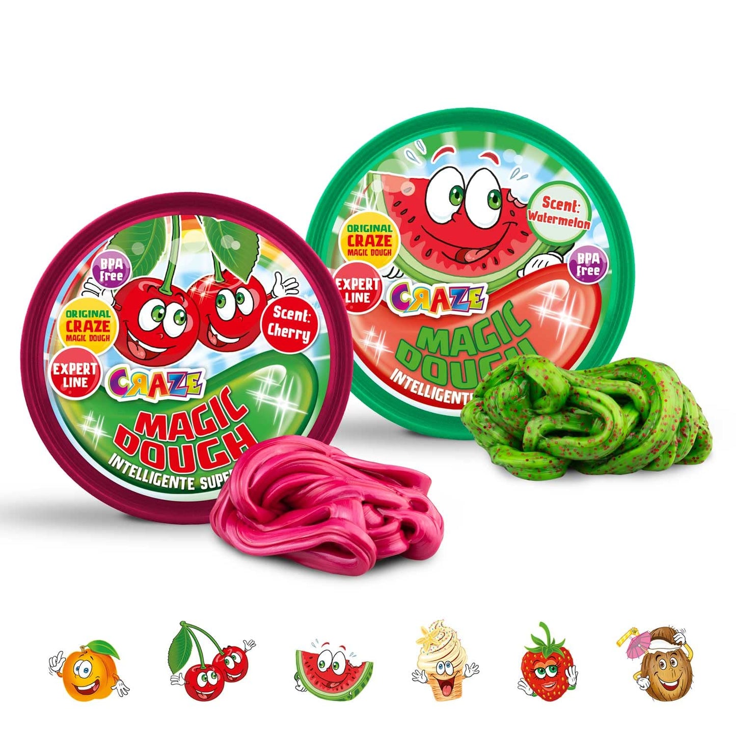 MAGIC DOUGH FRUIT FANTASTIC | Plastilină parfumată - Set inteligent 70g, elastică și săltăreață - 6 variante disponibile