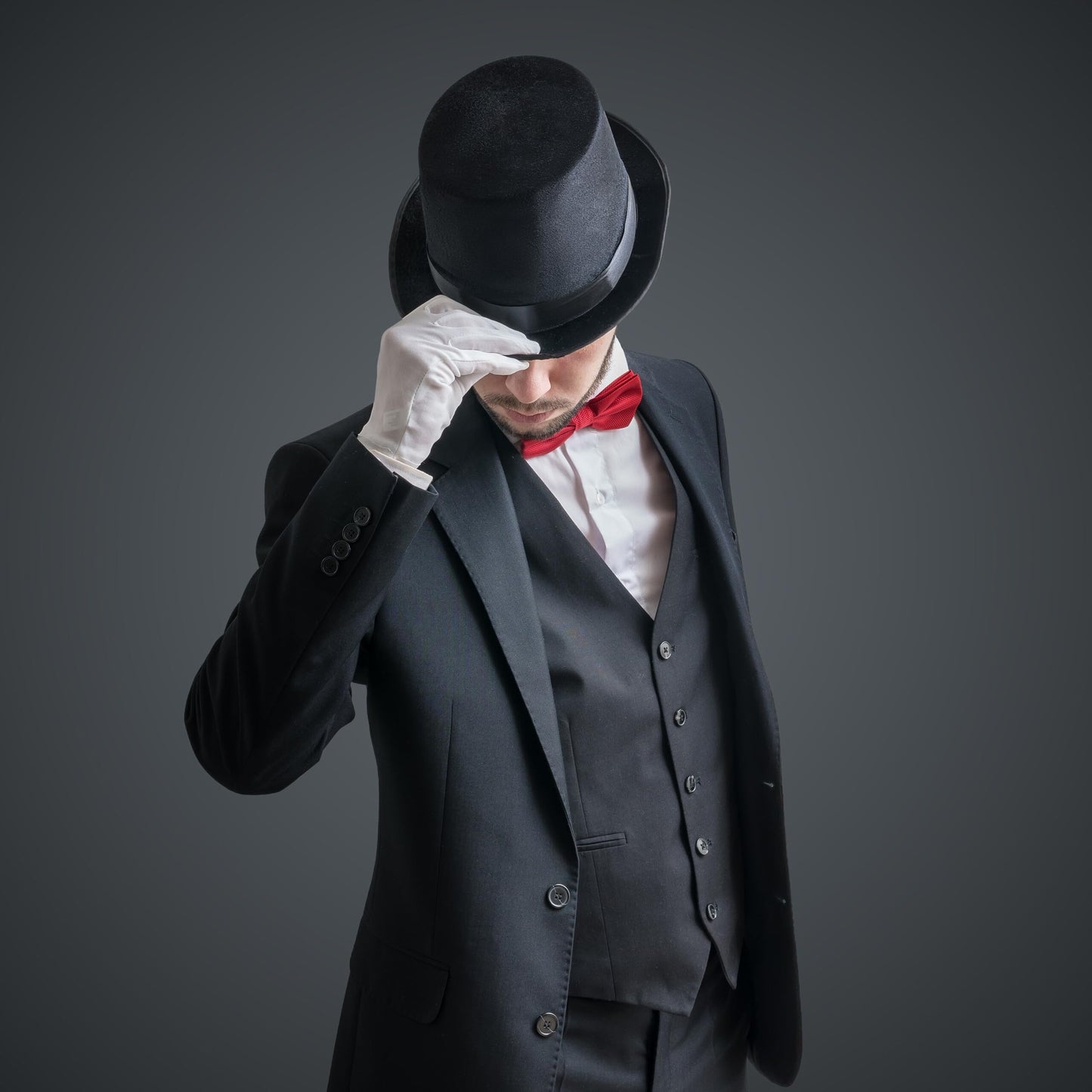 Relaxdays Zylinderhut Pălărie cilindrică neagră pentru carnaval și petrecere costum, mărime unică, max. circumferință cap 59 cm, Gentleman (negru)