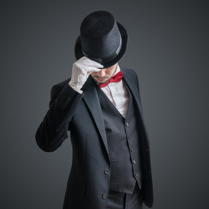 Relaxdays Zylinderhut Pălărie cilindrică neagră pentru carnaval și petrecere costum, mărime unică, max. circumferință cap 59 cm, Gentleman (negru)