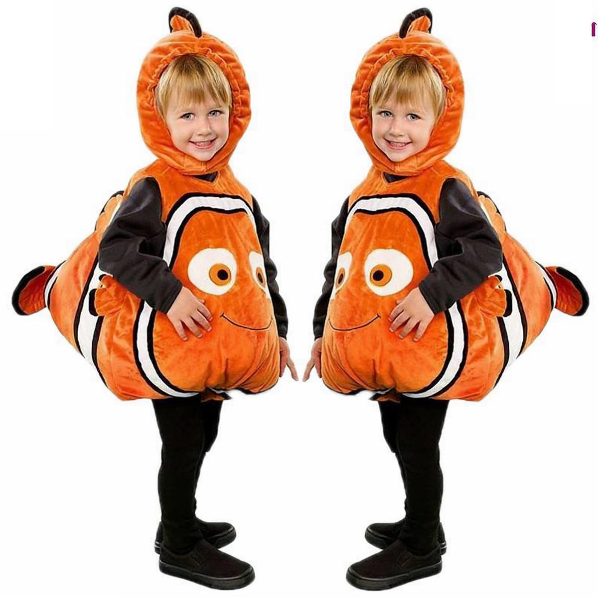Abhpjuy Salopetă costum Halloween pește clovn portocaliu 101-115 cm copii