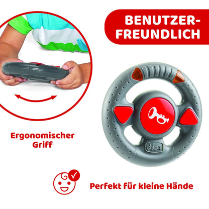 Chicco Billy Bigwheels Mașină RC pentru Copii, Mașină cu Telecomandă Intuitivă cu Volan, Luminile și Sunete, Roșie, Cadou pentru Copii de la 2 Ani, Jucărie pentru Copii 2 - 6 Ani