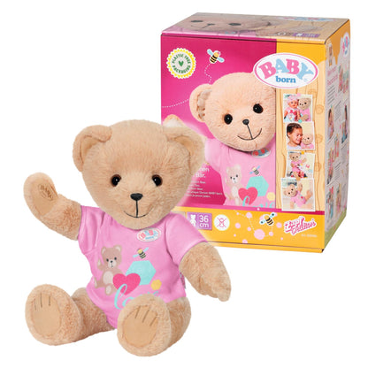 BABY born Ursuleț, Jucărie de pluș cu salopetă roz și brațe și picioare mobile, 835586 Zapf Creation
