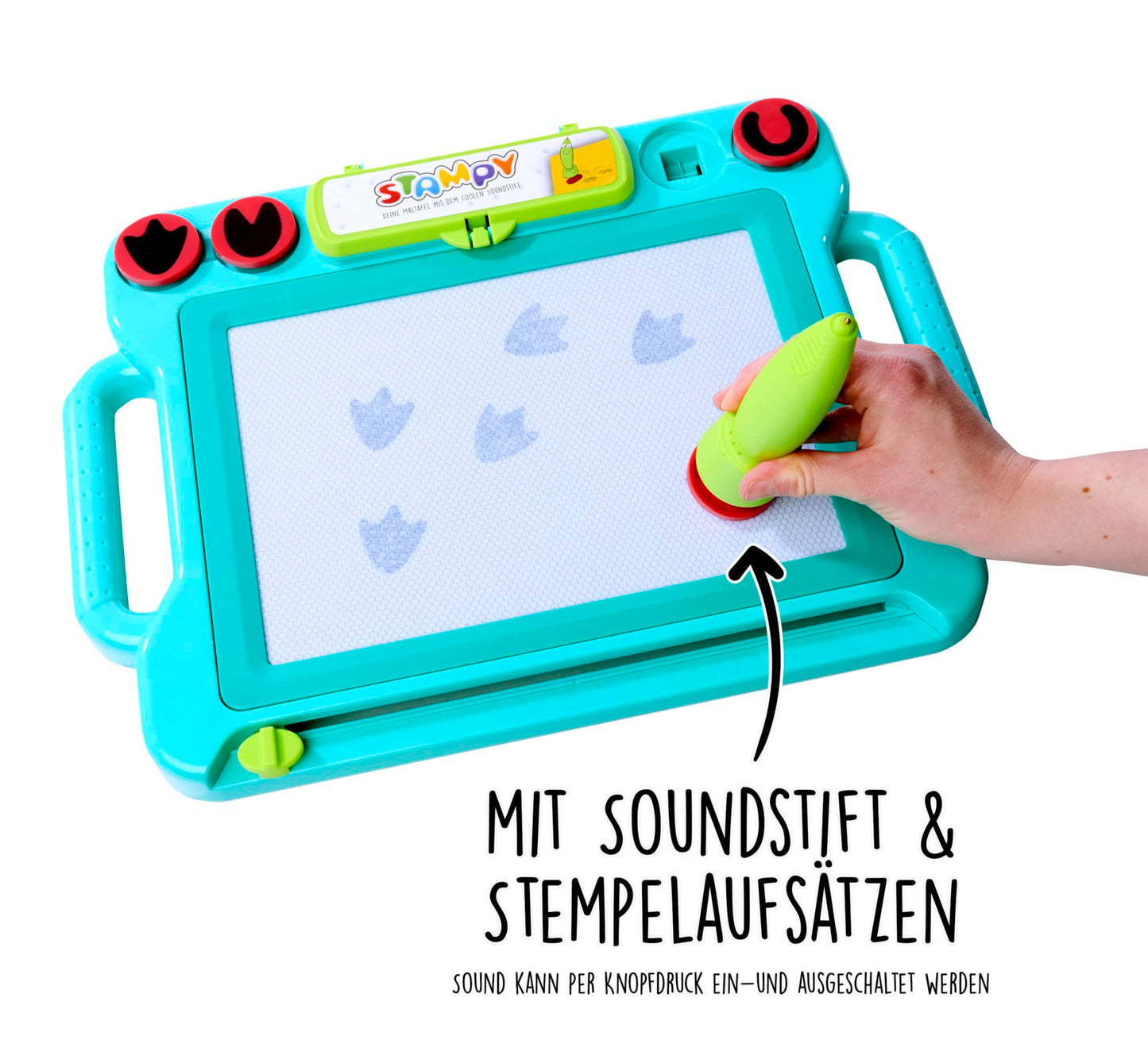 Simba 106334629 - Tabla de desen magnetic pentru copii, 41x29cm, cu sunet, 4 timbre cu animale, 3 carduri de învățare, pentru băieți și fete de la 3 ani