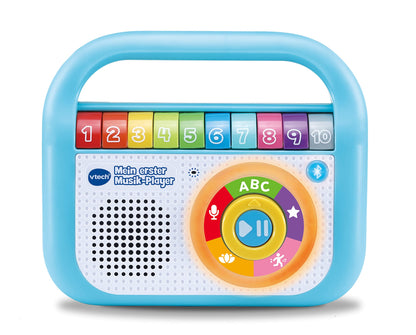 VTech Baby Primul meu player muzical – 40 de melodii, Bluetooth și funcție de înregistrare – Pentru copii de 2-5 ani, Albastru