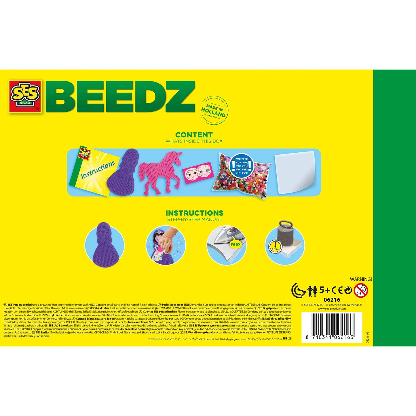 SES Creative 6216 Set de mărgele de călcat Unicorn și Prințesă Activitate manuală pentru fete 5+ ani Jucărie creativă pentru copii