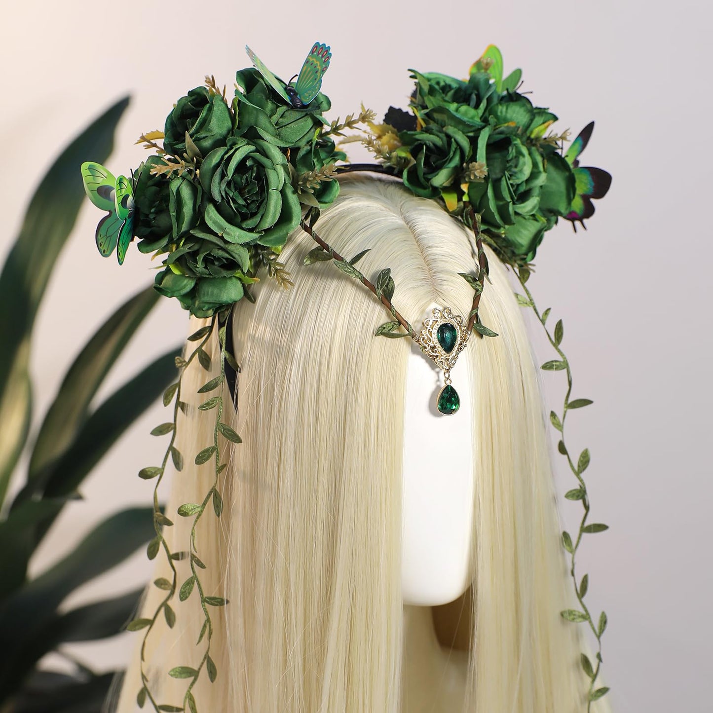 MOSTORY Coroană de Flori Zână cu Fluture, Cosplay