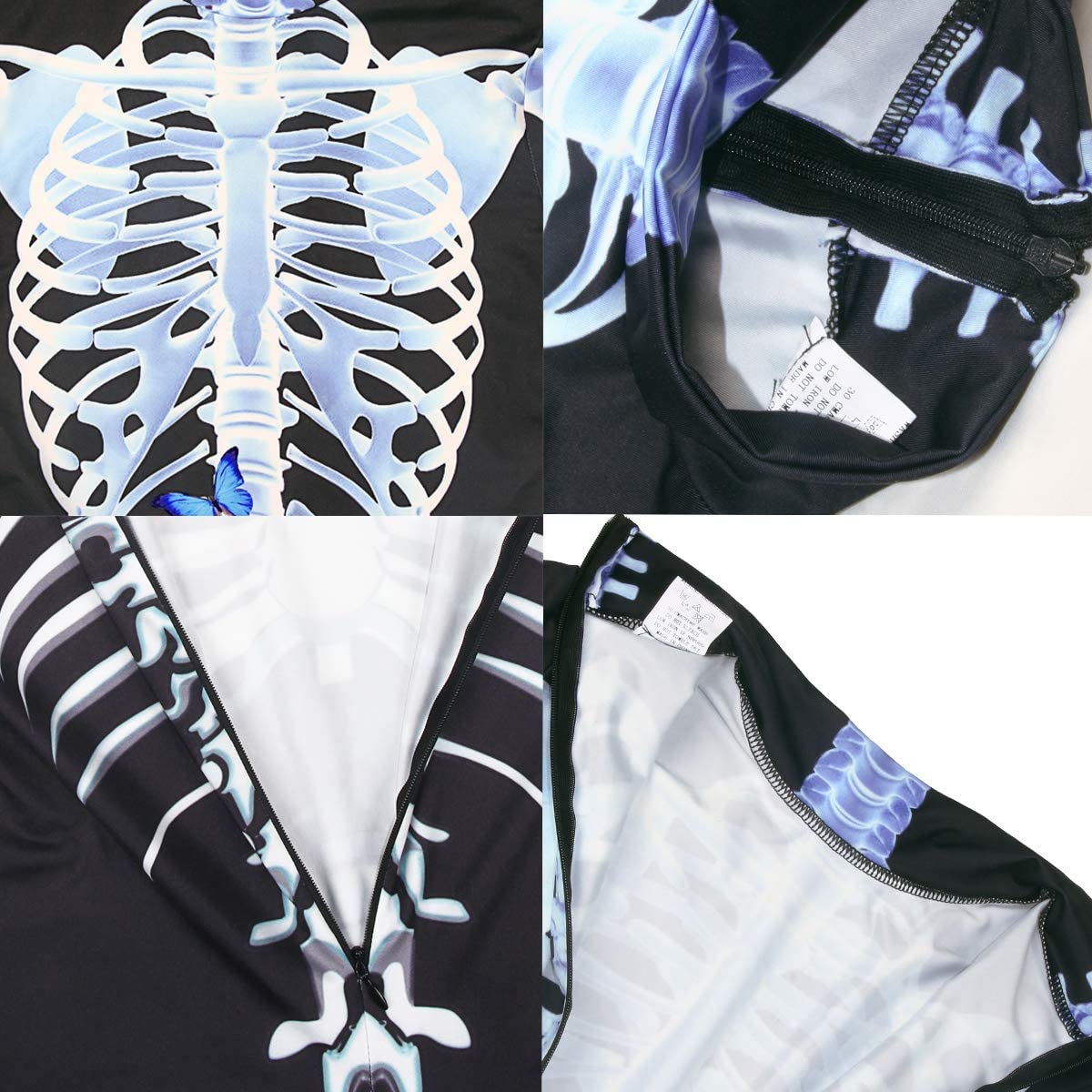 NEWUPZSI Salopeta Schelet Halloween, maneci lungi