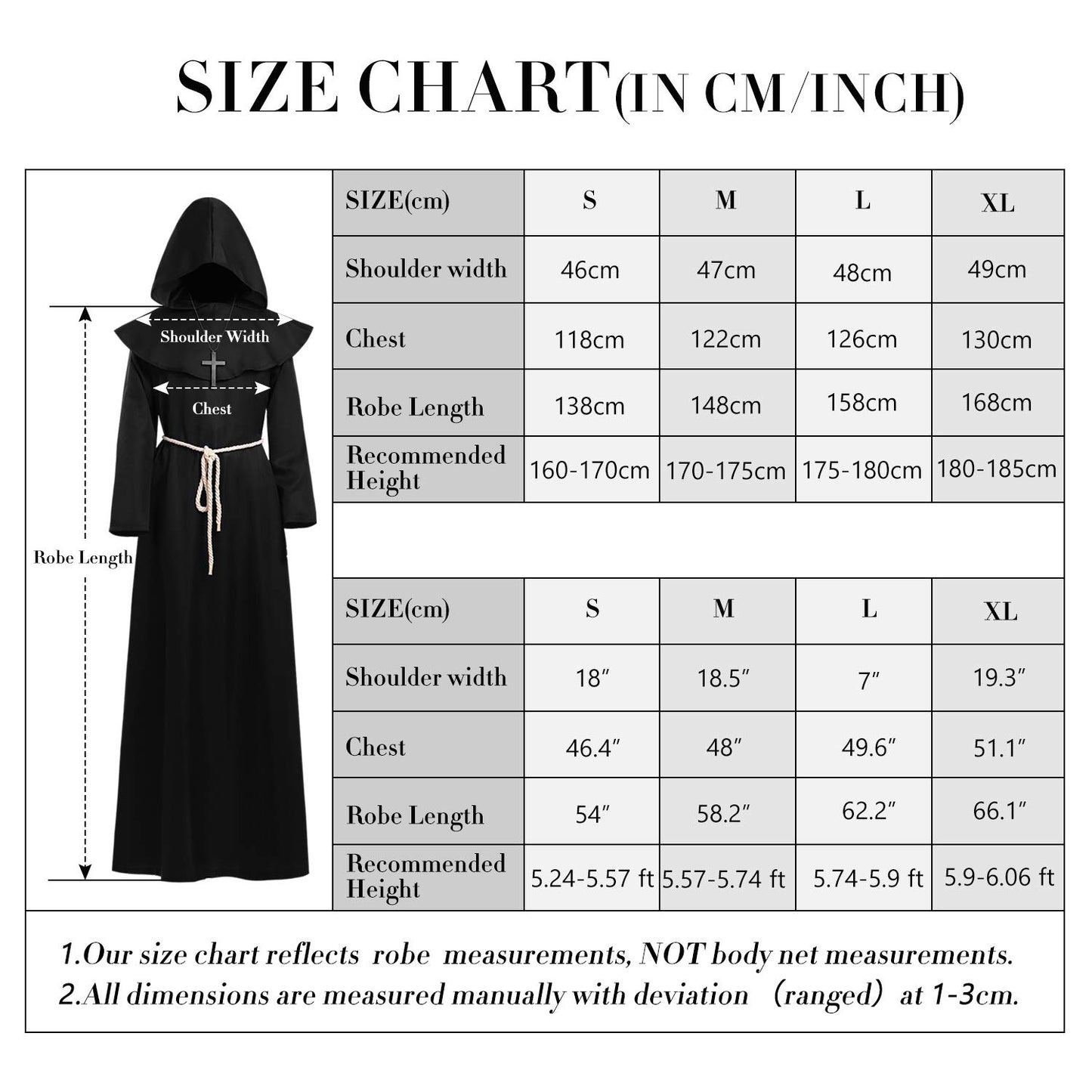KONVINIT Robă medievală cu glugă, adulți