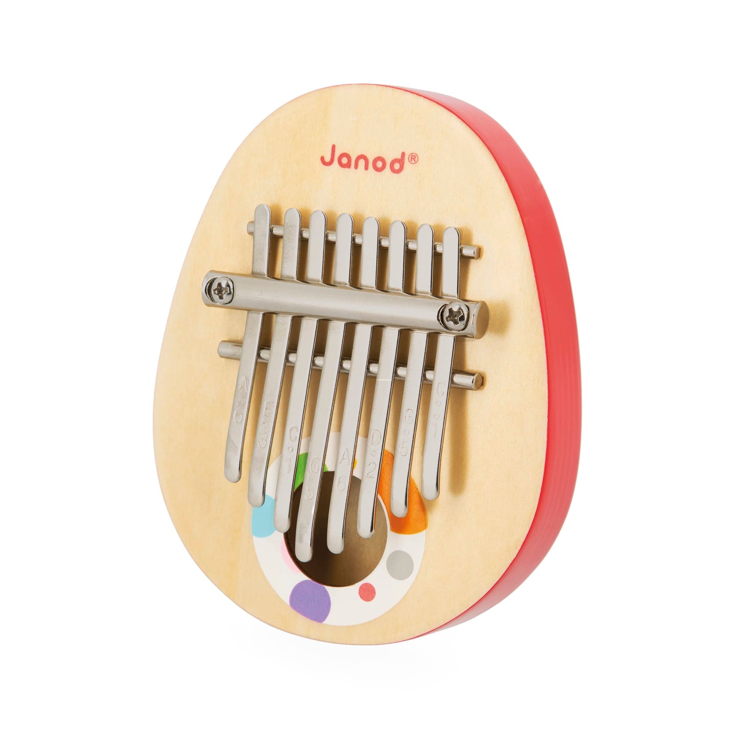 Janod Konfetti - Jucărie din lemn cu role și muzică - Kalimba cu 8 lamelă din metal pentru copii, sunet blând, recomandată de la 3 ani, J07642, Multicolor