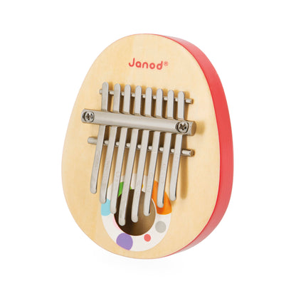Janod Konfetti - Jucărie din lemn cu role și muzică - Kalimba cu 8 lamelă din metal pentru copii, sunet blând, recomandată de la 3 ani, J07642, Multicolor
