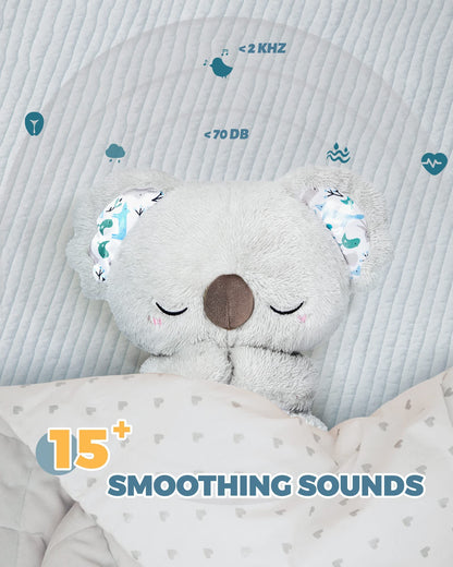 Auby Soothe n' Cuddle Koala Jucărie de pluș cu funcție de calmare pentru nou-născuți cu 10 cântece de leagăn, lumini și respirație ritmică
