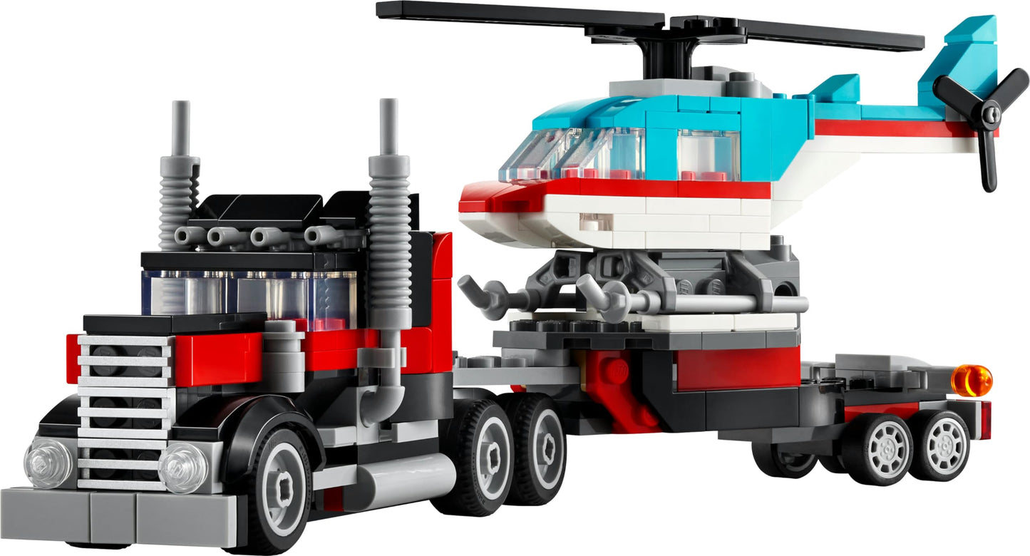 LEGO Creator 3in1: Set de vehicule cu camion, elicopter, avion și cisternă - Cadou pentru băieți și fete de 7 ani 31146