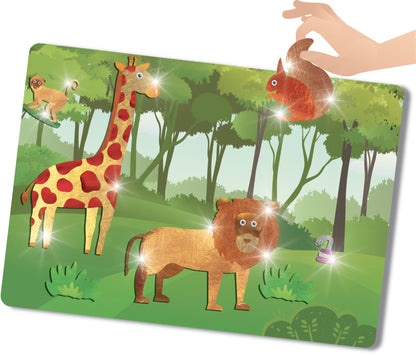 Megableu Foil Fun Set creativ cu foi metalice Regatul animalelor activitate creativă pentru copii de la 4 ani