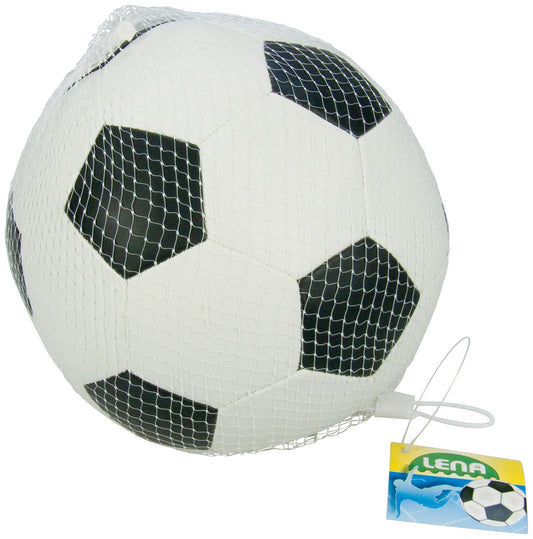 Lena 62178EC Minge de fotbal moale neagră/albă 18 cm - Minge din spumă pentru distracție îndelungată, ideală pentru copii, utilizare indoor și outdoor