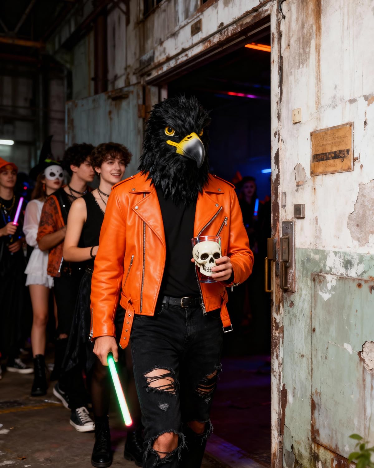 Shayulajiao Mască cap vultur negru din latex, Halloween