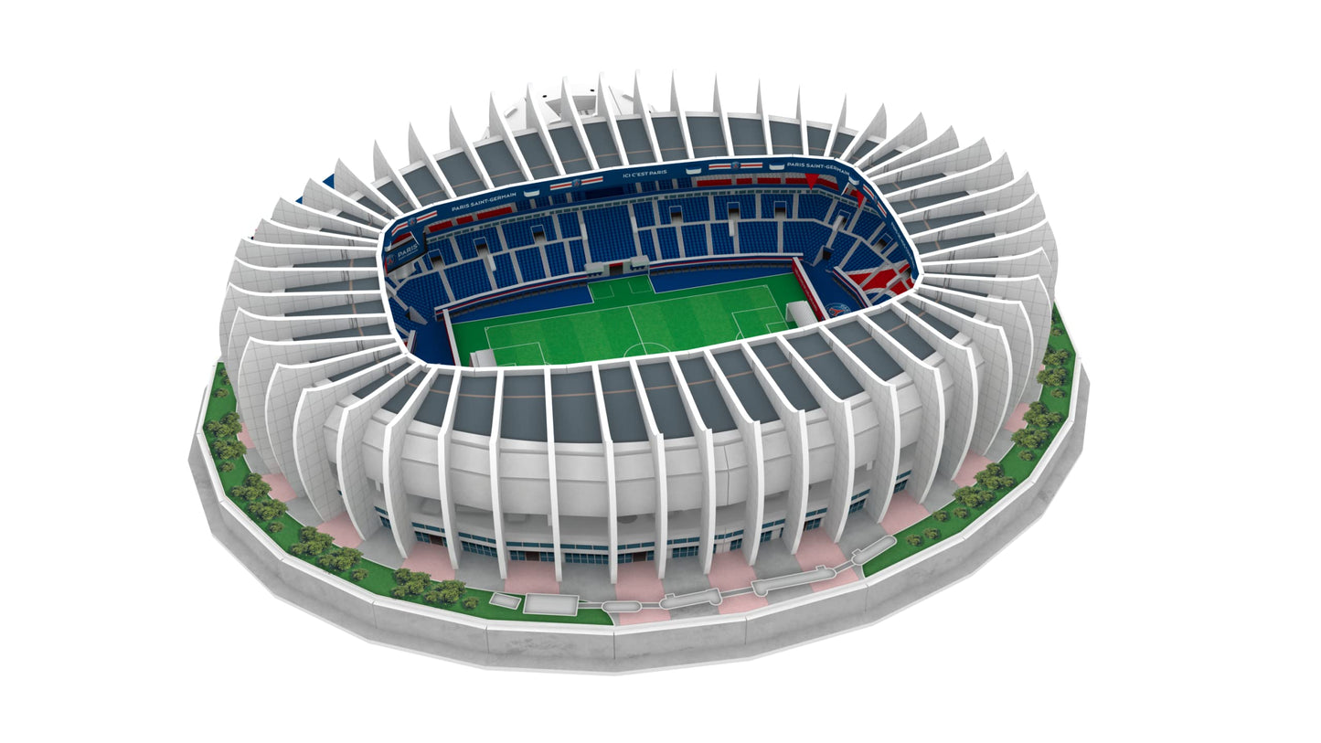 Puzzle Park der Prinzen 3D Megableu, cu lumini integrate, echipa de fotbal Paris Saint Germain, 111 piese numerotate, pentru asamblare individuală sau în familie, recomandat de la 7 ani, 678326, stadion PSG.